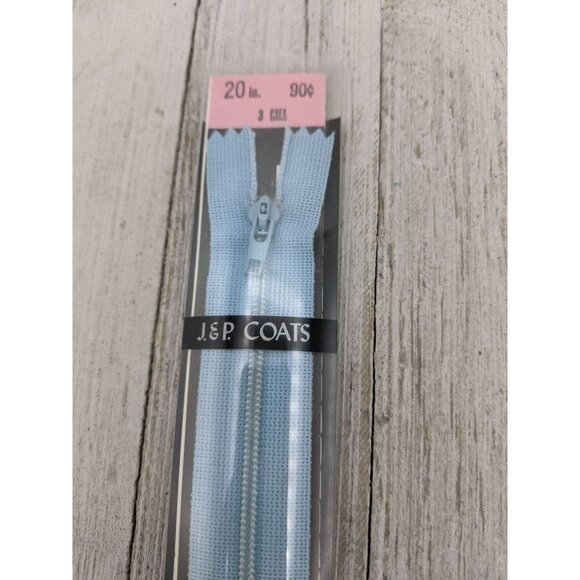 Vintage J&P Coats Flex Knit All Purpose Zipper 20" Ciel Blue 3 - Picture 2 of 6